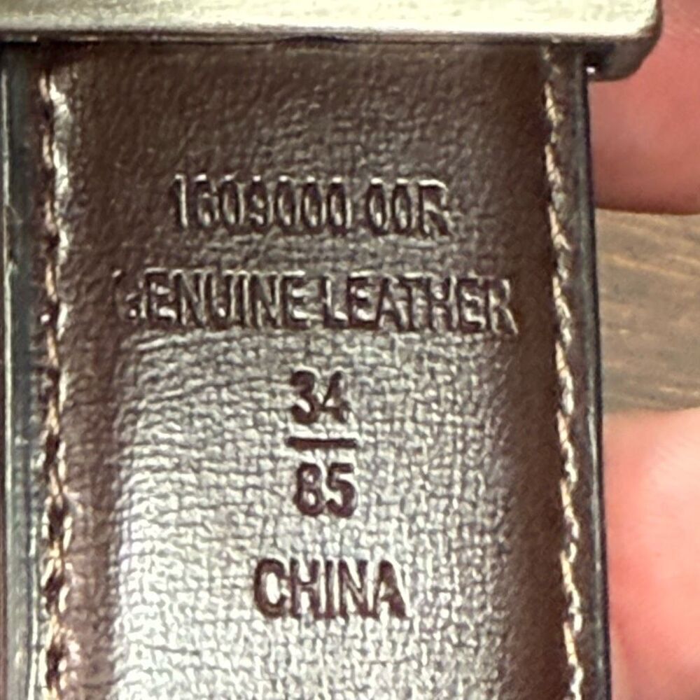 Men’s Belt Reversible Black Brown Leather Size 34 Silver — image 4 of 8